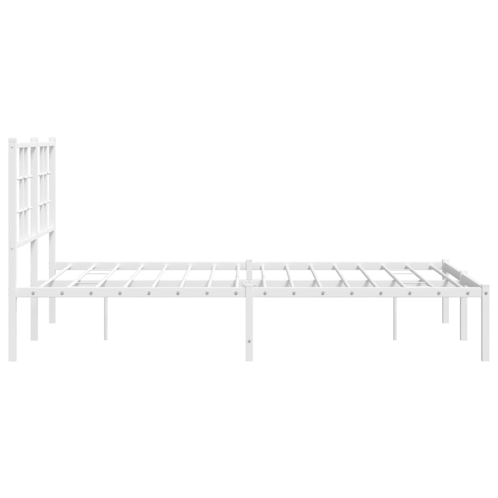 White Metal Bed Frame with Headboard, 120x200cm - No Mattress
