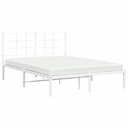 White Metal Bed Frame with Headboard 135x190cm - No Mattress