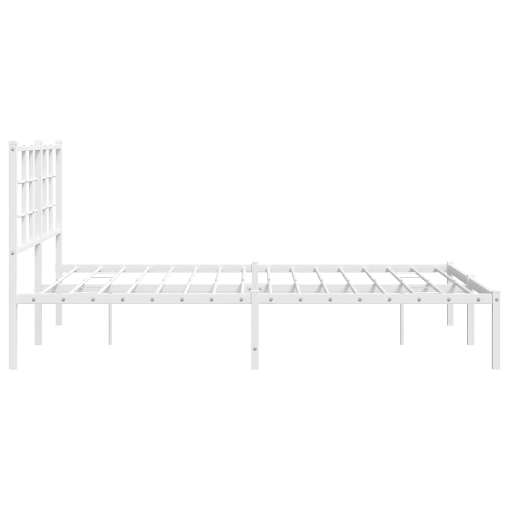White Metal Bed Frame with Headboard 135x190cm - No Mattress