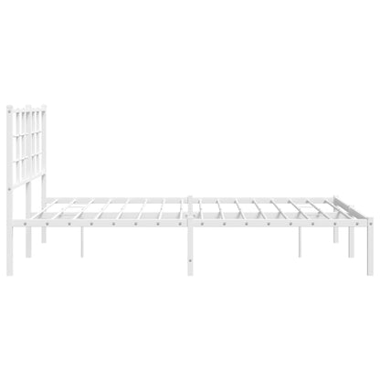 White Metal Bed Frame with Headboard 135x190cm - No Mattress