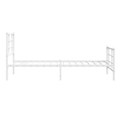 White Metal Bed Frame with Footboard, 90x190cm - No Mattress Included