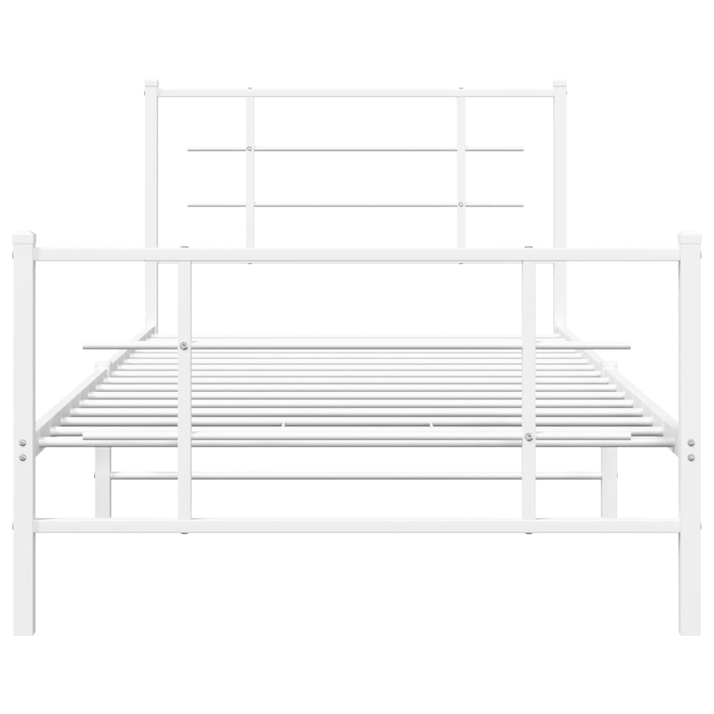 White Metal Bed Frame with Footboard, 107x203cm, No Mattress