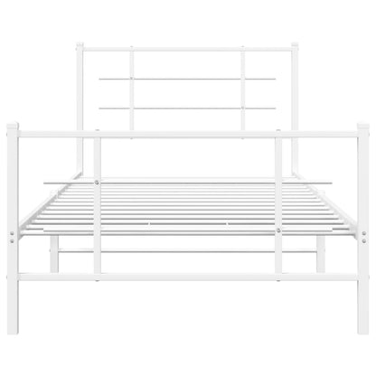 White Metal Bed Frame with Footboard, 107x203cm, No Mattress