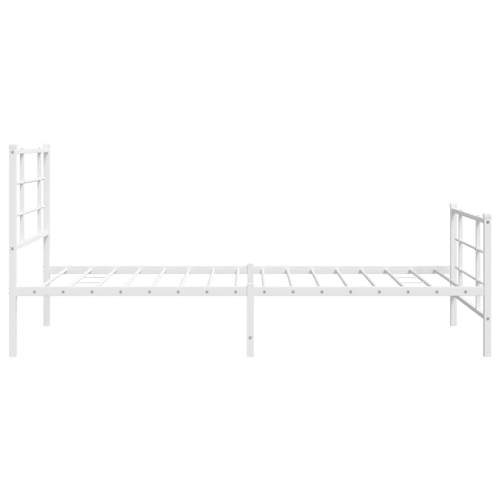 White Metal Bed Frame with Footboard, 107x203cm, No Mattress