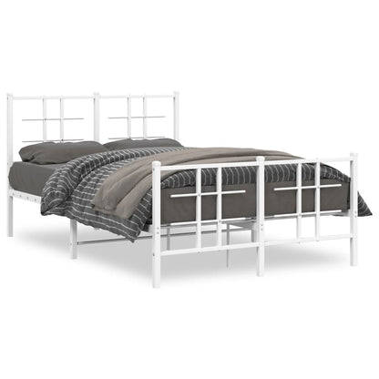 White Metal Bed Frame with Footboard, 120x200cm, No Mattress