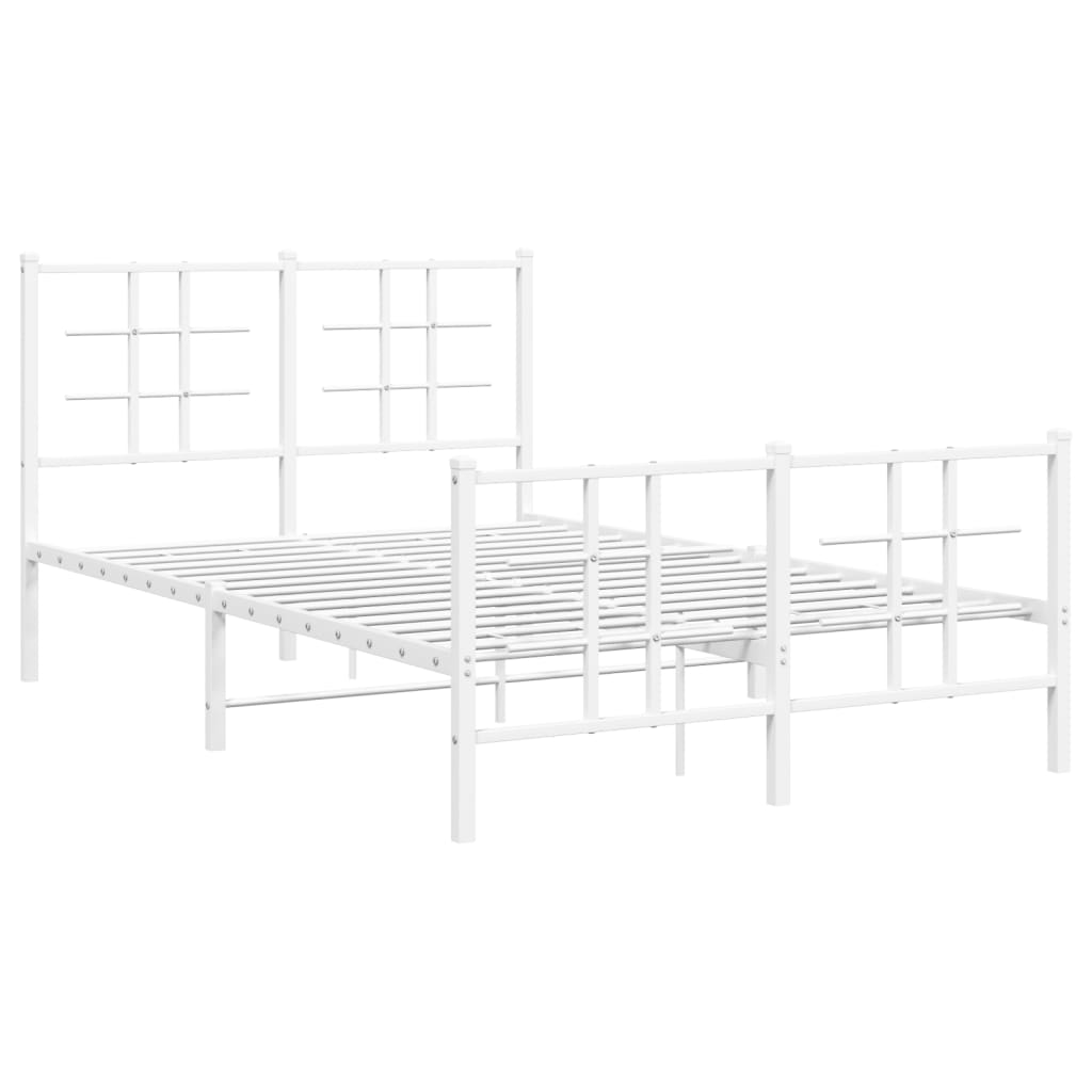 White Metal Bed Frame with Footboard, 120x200cm, No Mattress
