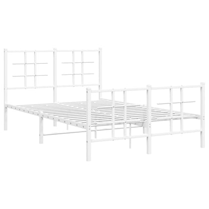 White Metal Bed Frame with Footboard, 120x200cm, No Mattress