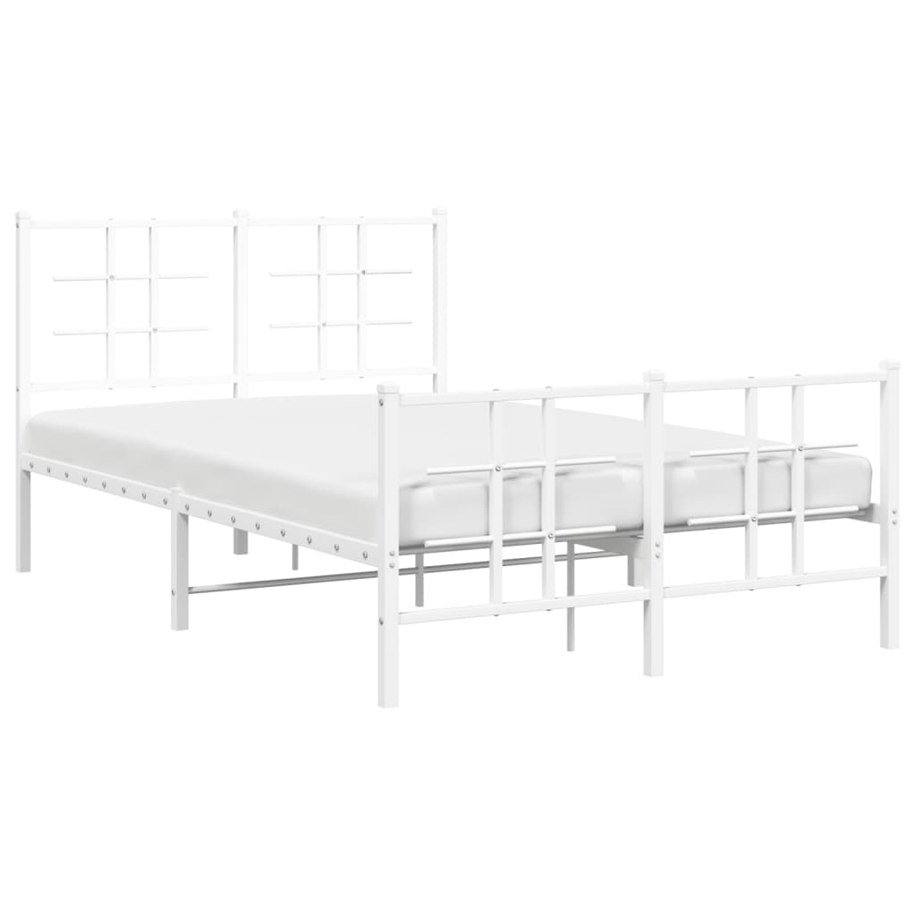 White Metal Bed Frame with Footboard, 120x200cm, No Mattress