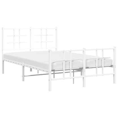 White Metal Bed Frame with Footboard, 120x200cm, No Mattress