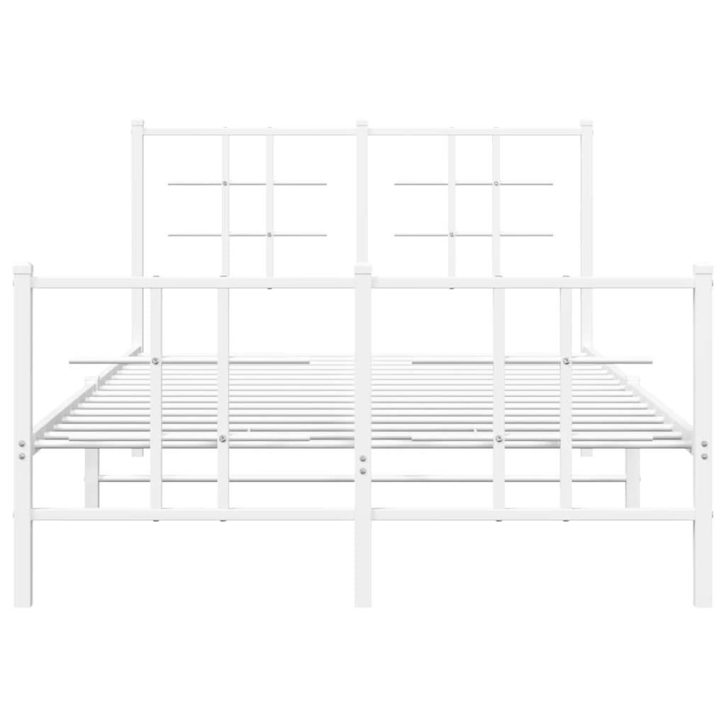 White Metal Bed Frame with Footboard, 120x200cm, No Mattress