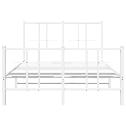 White Metal Bed Frame with Footboard, 120x200cm, No Mattress