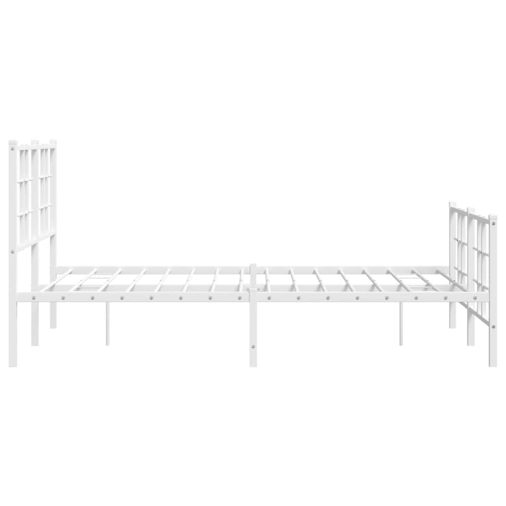 White Metal Bed Frame with Footboard, 120x200cm, No Mattress