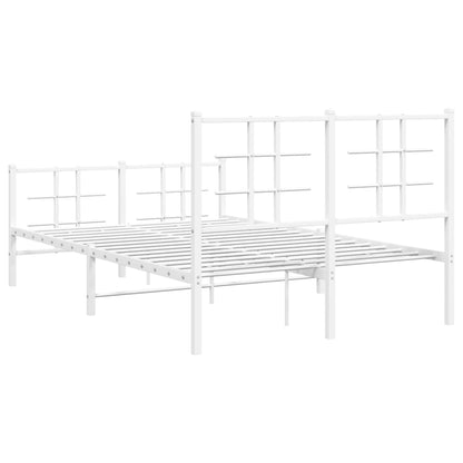White Metal Bed Frame with Footboard, 120x200cm, No Mattress