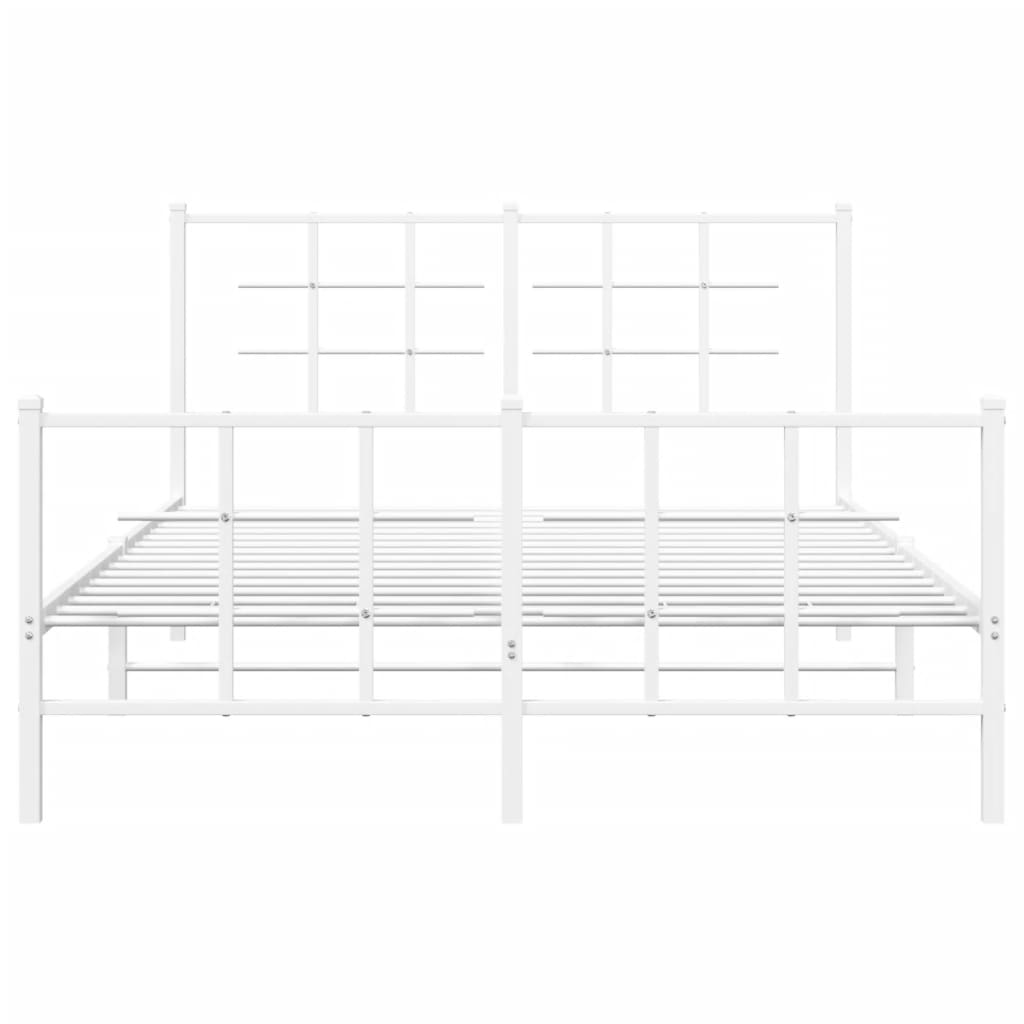White Metal Bed Frame with Footboard - Fits 135x190cm Mattress