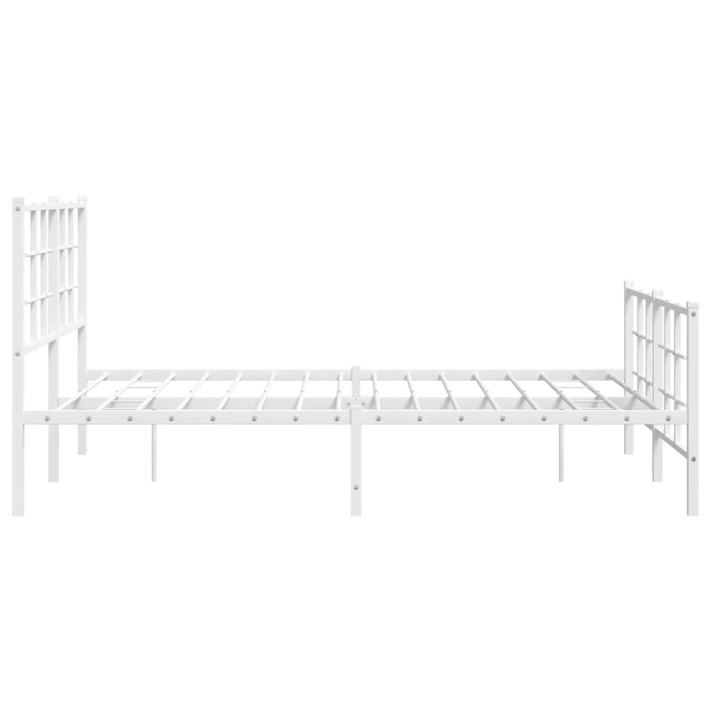White Metal Bed Frame with Footboard - Fits 135x190cm Mattress