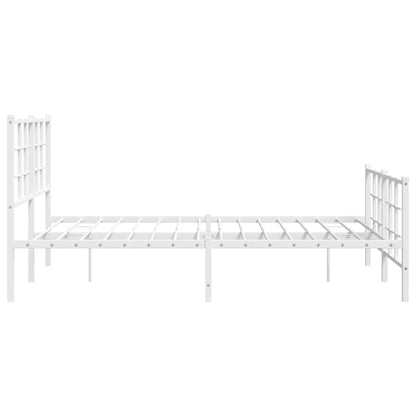 White Metal Bed Frame with Footboard - Fits 135x190cm Mattress