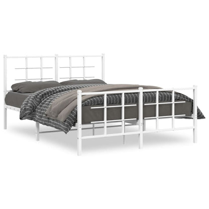 White Metal Bed Frame with Footboard 140x190cm - No Mattress