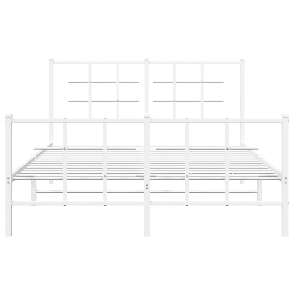 White Metal Bed Frame with Footboard 140x190cm - No Mattress