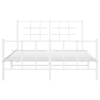 White Metal Bed Frame with Footboard 140x190cm - No Mattress