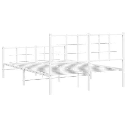 White Metal Bed Frame with Footboard 140x190cm - No Mattress