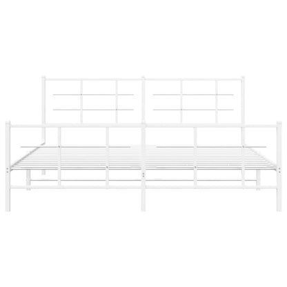 White Metal Bed Frame with Footboard - 183x213cm - Durable Design