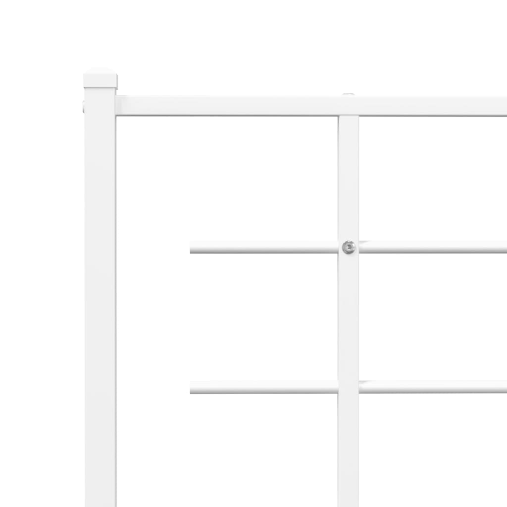 White Metal Bed Frame with Footboard - 200x200cm, No Mattress