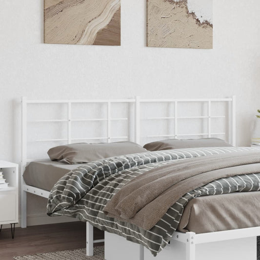 Elegant White Metal Headboard - 193 cm Sturdy Bedroom Accent