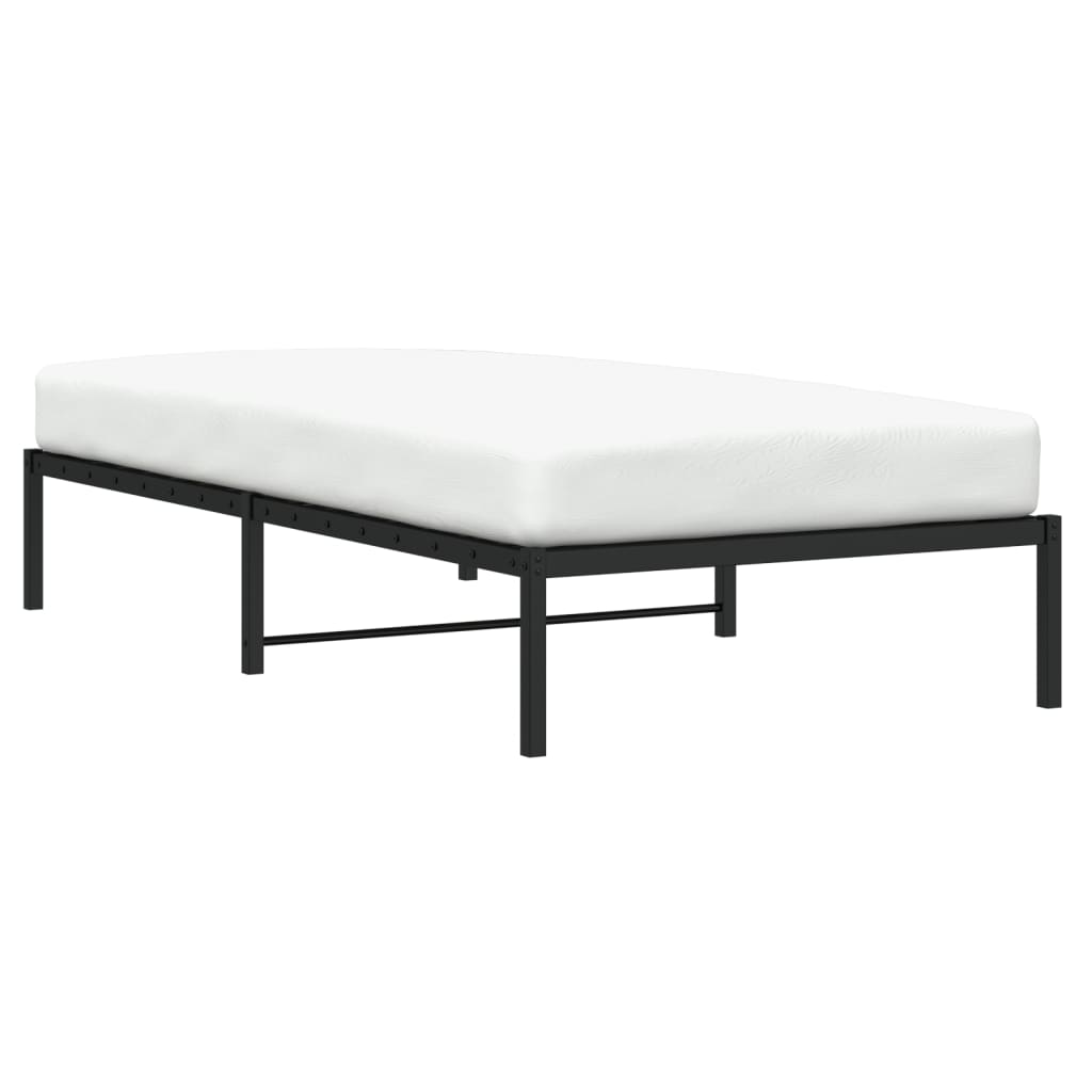 Sturdy Black Metal Bed Frame 100x190cm - No Mattress Included