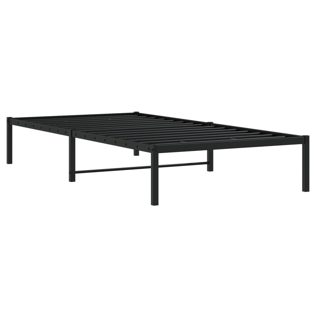 Sturdy Black Metal Bed Frame 100x190cm - No Mattress Included