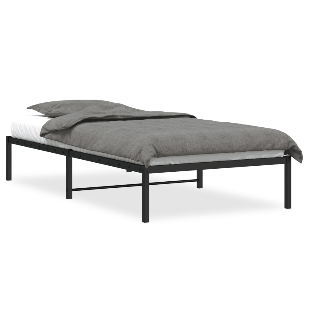 Sleek Black Metal Bed Frame 107x203cm - No Mattress Included