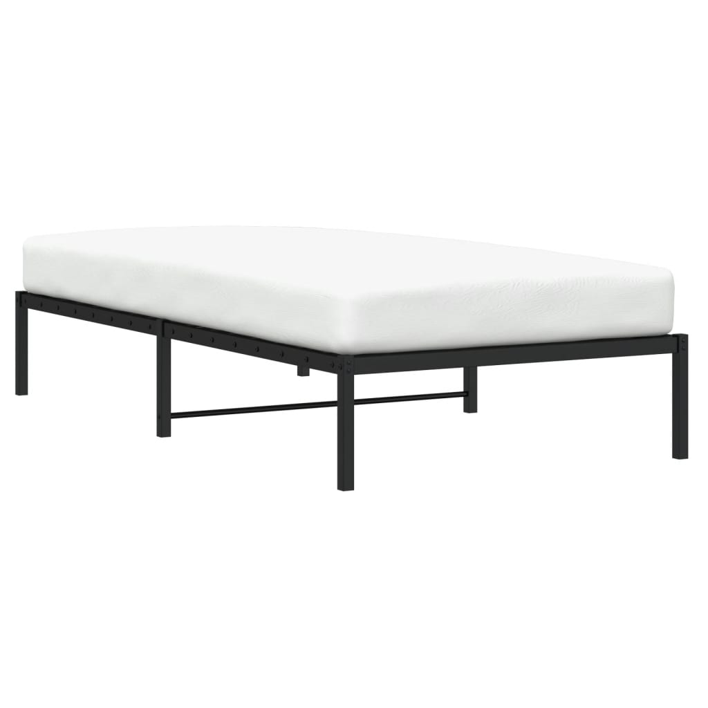 Sleek Black Metal Bed Frame 107x203cm - No Mattress Included