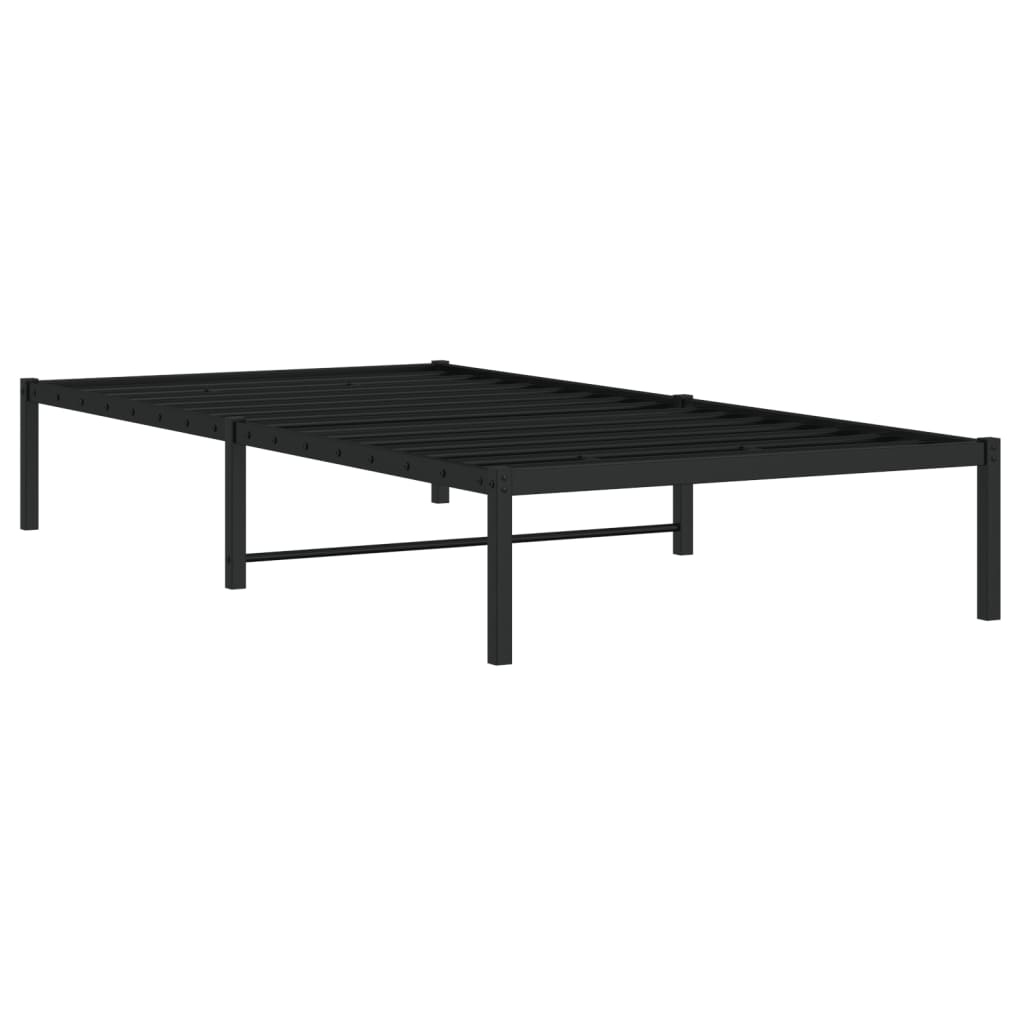 Sleek Black Metal Bed Frame 107x203cm - No Mattress Included