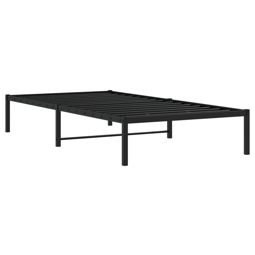 Sleek Black Metal Bed Frame 107x203cm - No Mattress Included