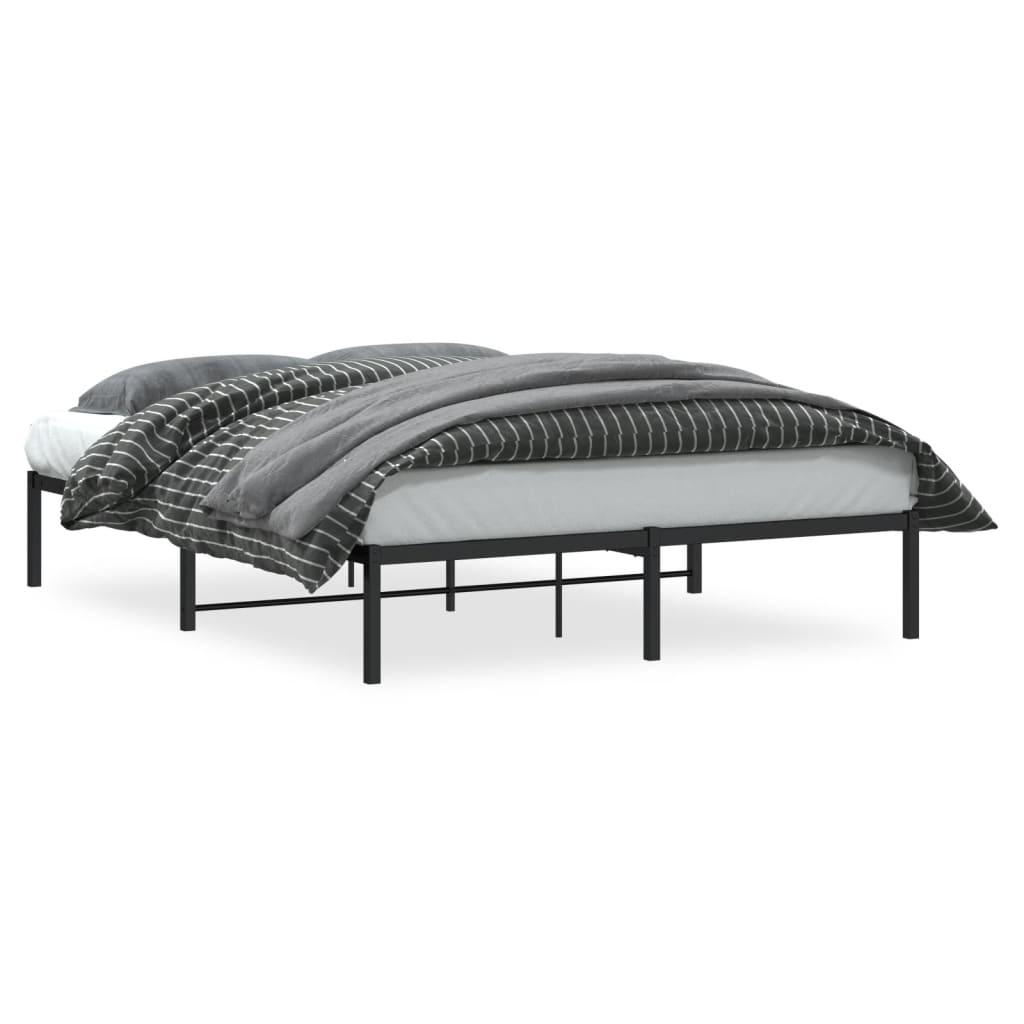 Sleek Black Metal Bed Frame 150x200cm - No Mattress Included