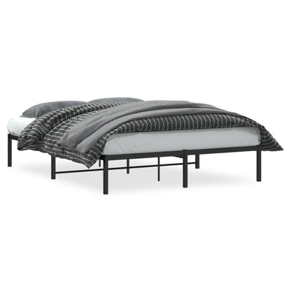 Sleek Black Metal Bed Frame 150x200cm - No Mattress Included