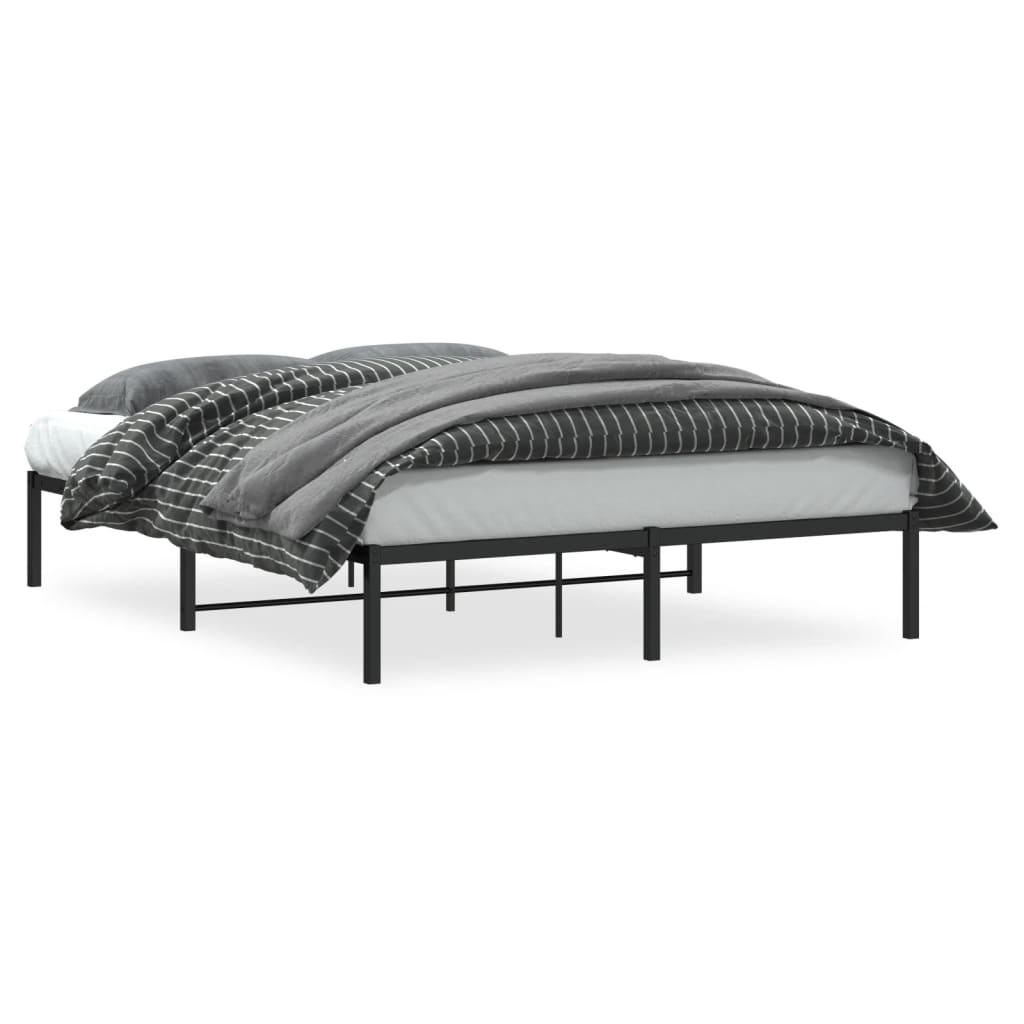 Sleek Black Metal Bed Frame 160x200cm - Durable & Stylish Design