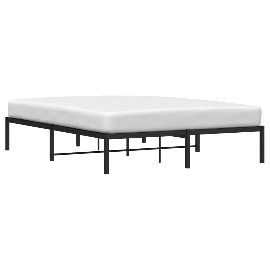 Sleek Black Metal Bed Frame 160x200cm - Durable & Stylish Design