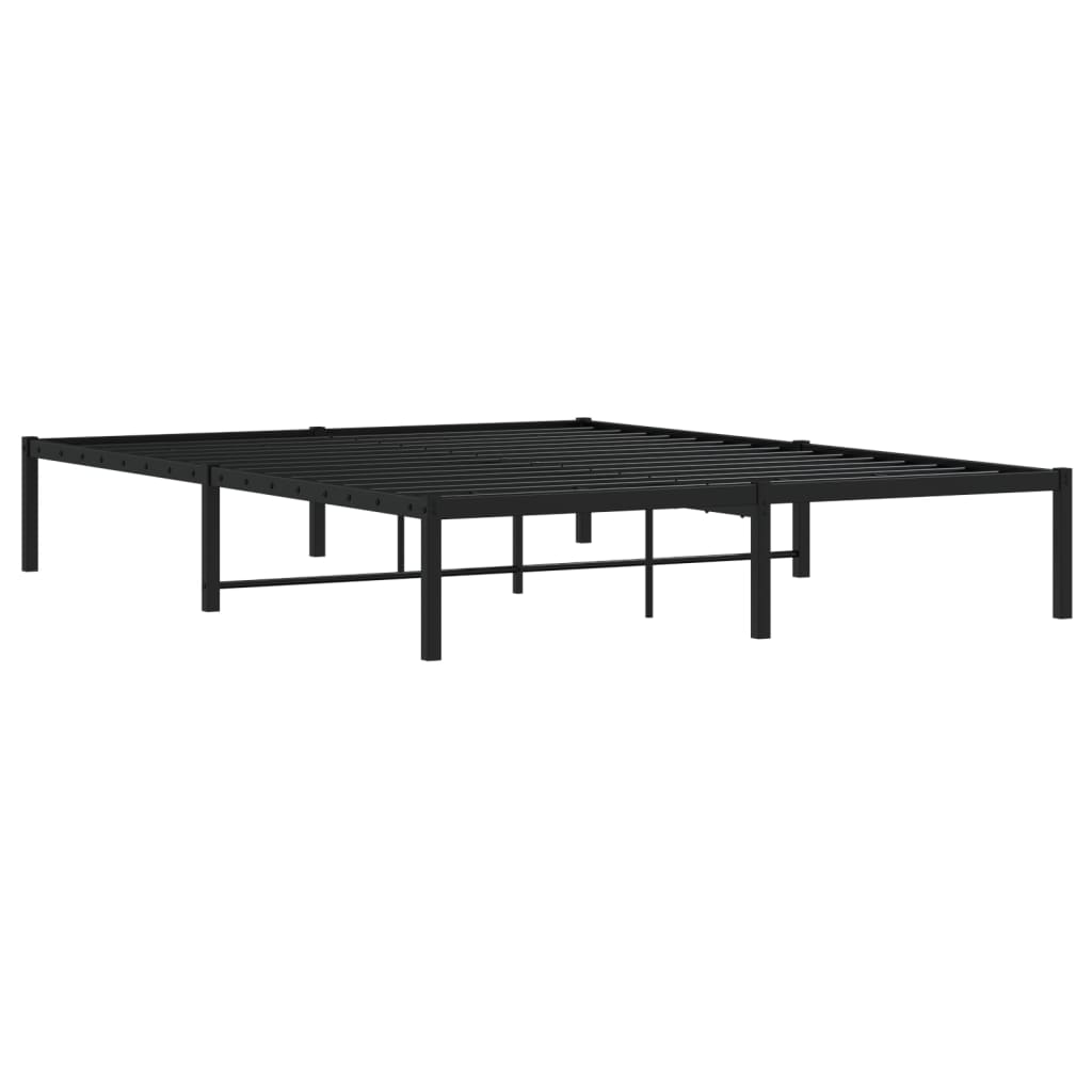 Sleek Black Metal Bed Frame 160x200cm - Durable & Stylish Design