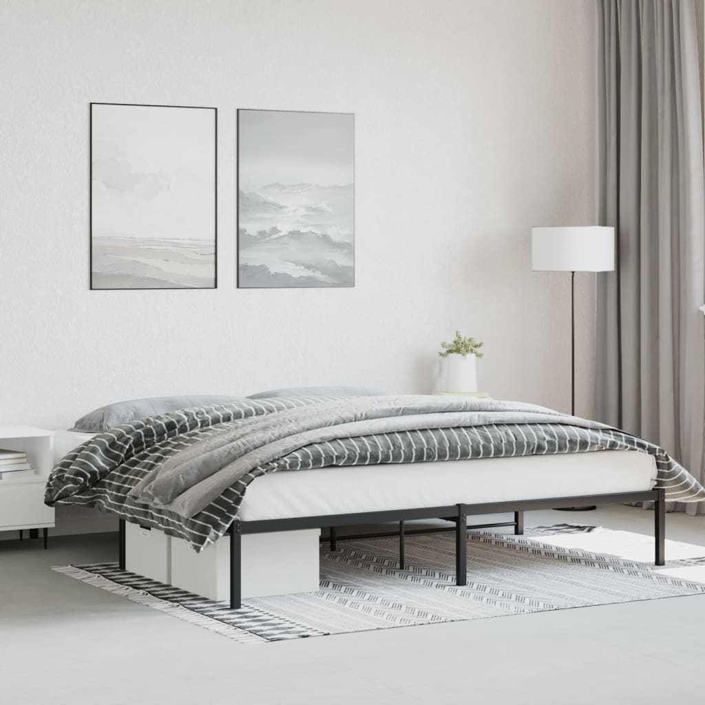 Stylish Black Metal Bed Frame 193x203cm - No Mattress Included