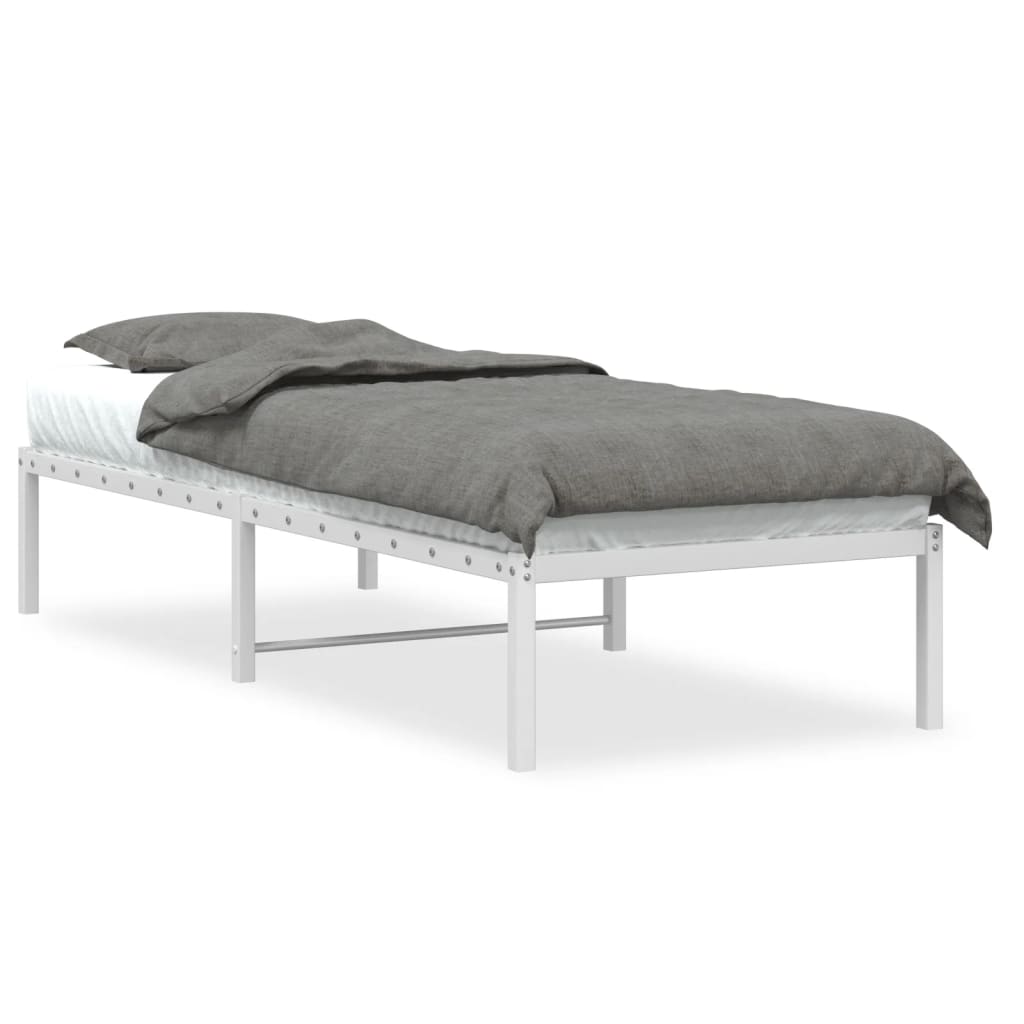 White Metal Bed Frame - Sturdy 75x190cm Bedroom Essential