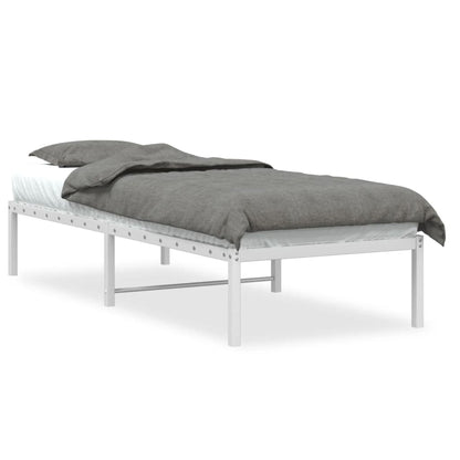 White Metal Bed Frame - Sturdy 75x190cm Bedroom Essential