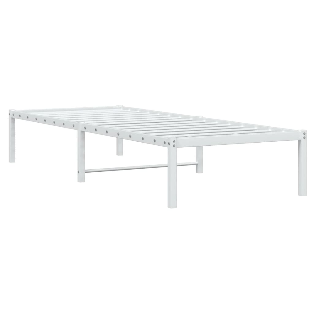 White Metal Bed Frame - Sturdy 75x190cm Bedroom Essential