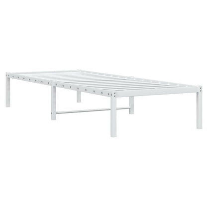 White Metal Bed Frame - Sturdy 75x190cm Bedroom Essential