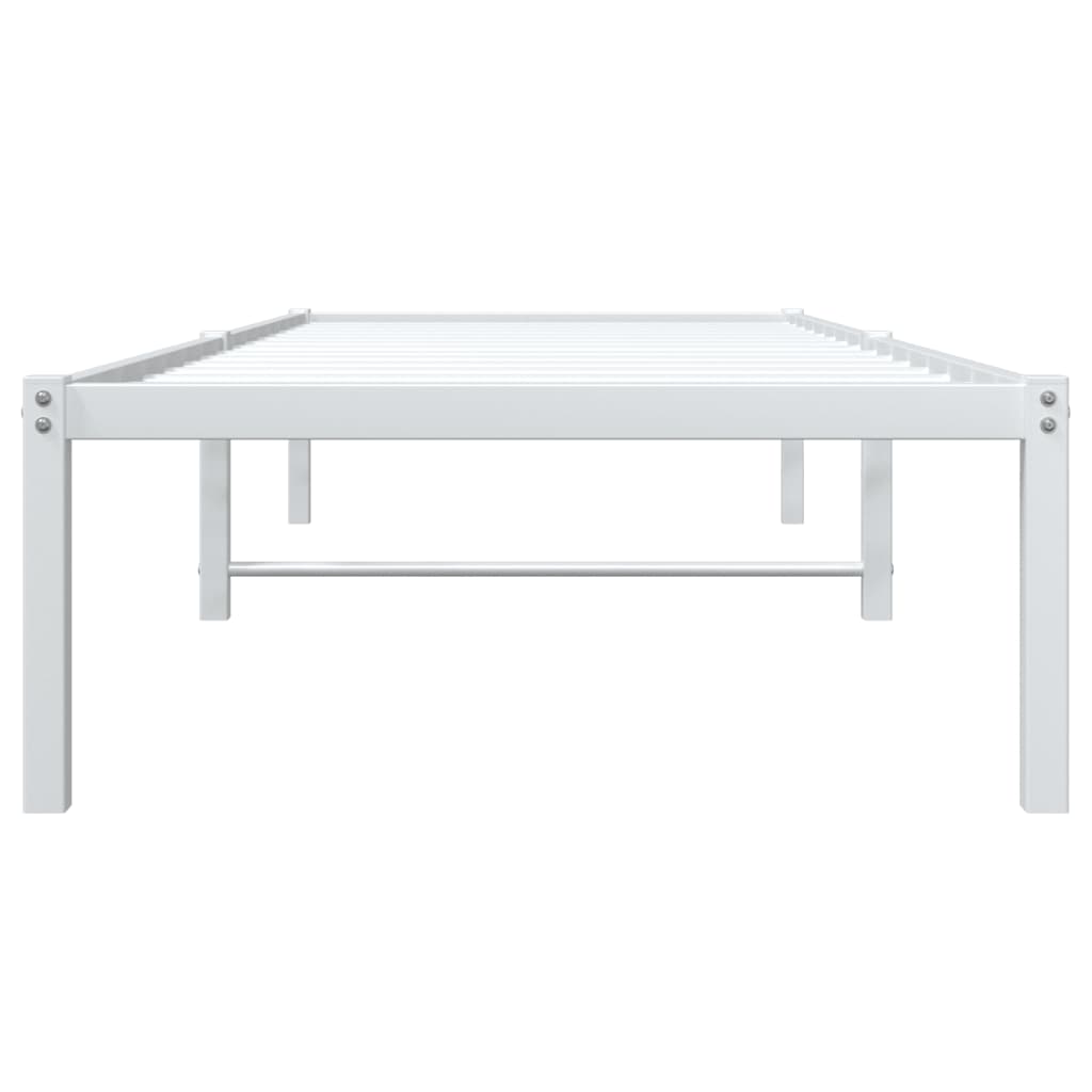 White Metal Bed Frame - Sturdy 75x190cm Bedroom Essential