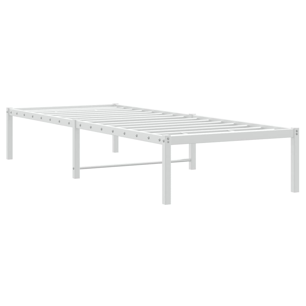 White Metal Bed Frame - Sturdy 75x190cm Bedroom Essential
