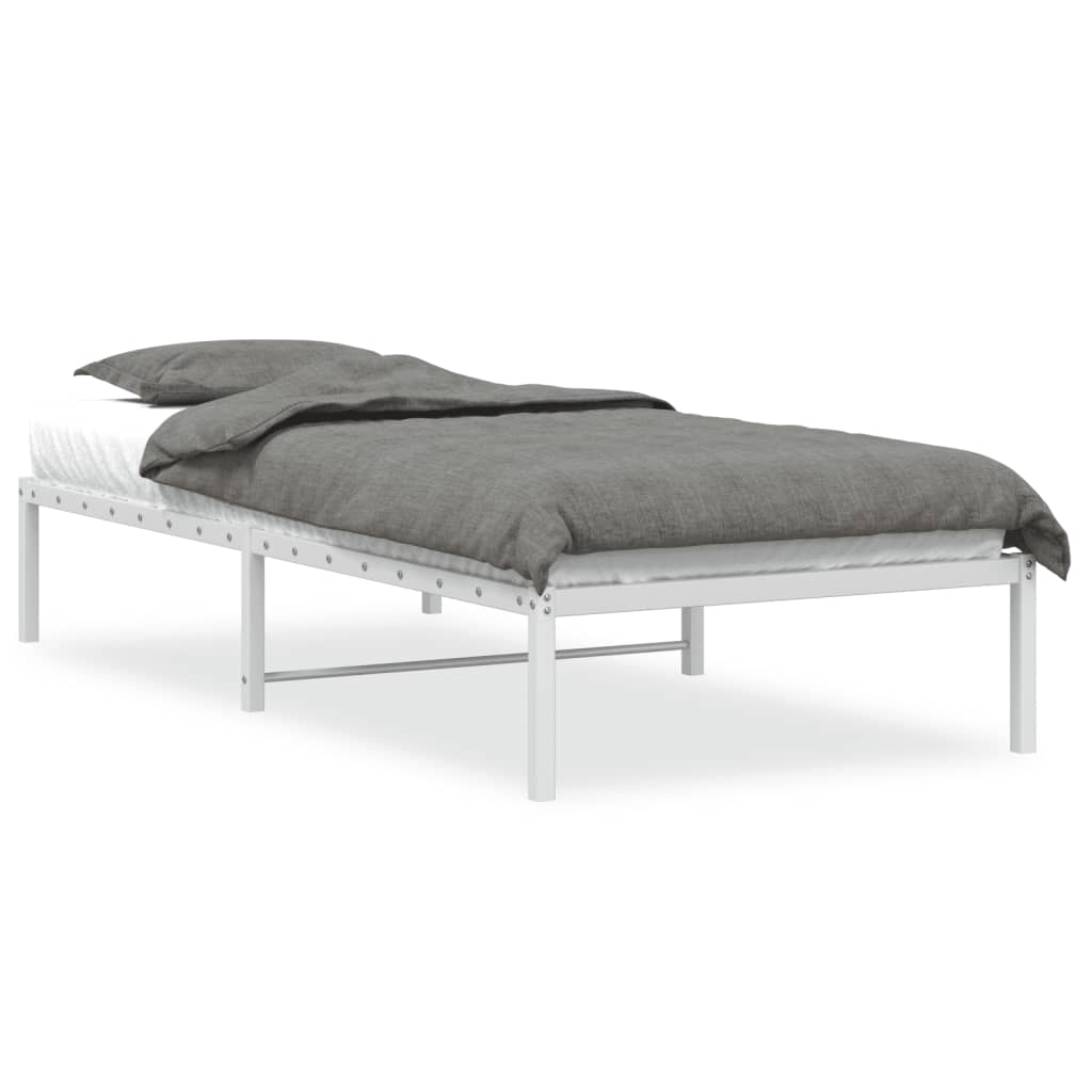 White Metal Bed Frame 90x190cm - Durable & Stylish Design