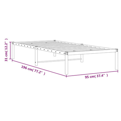 White Metal Bed Frame 90x190cm - Durable & Stylish Design