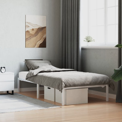 White Metal Bed Frame 90x190cm - Durable & Stylish Design