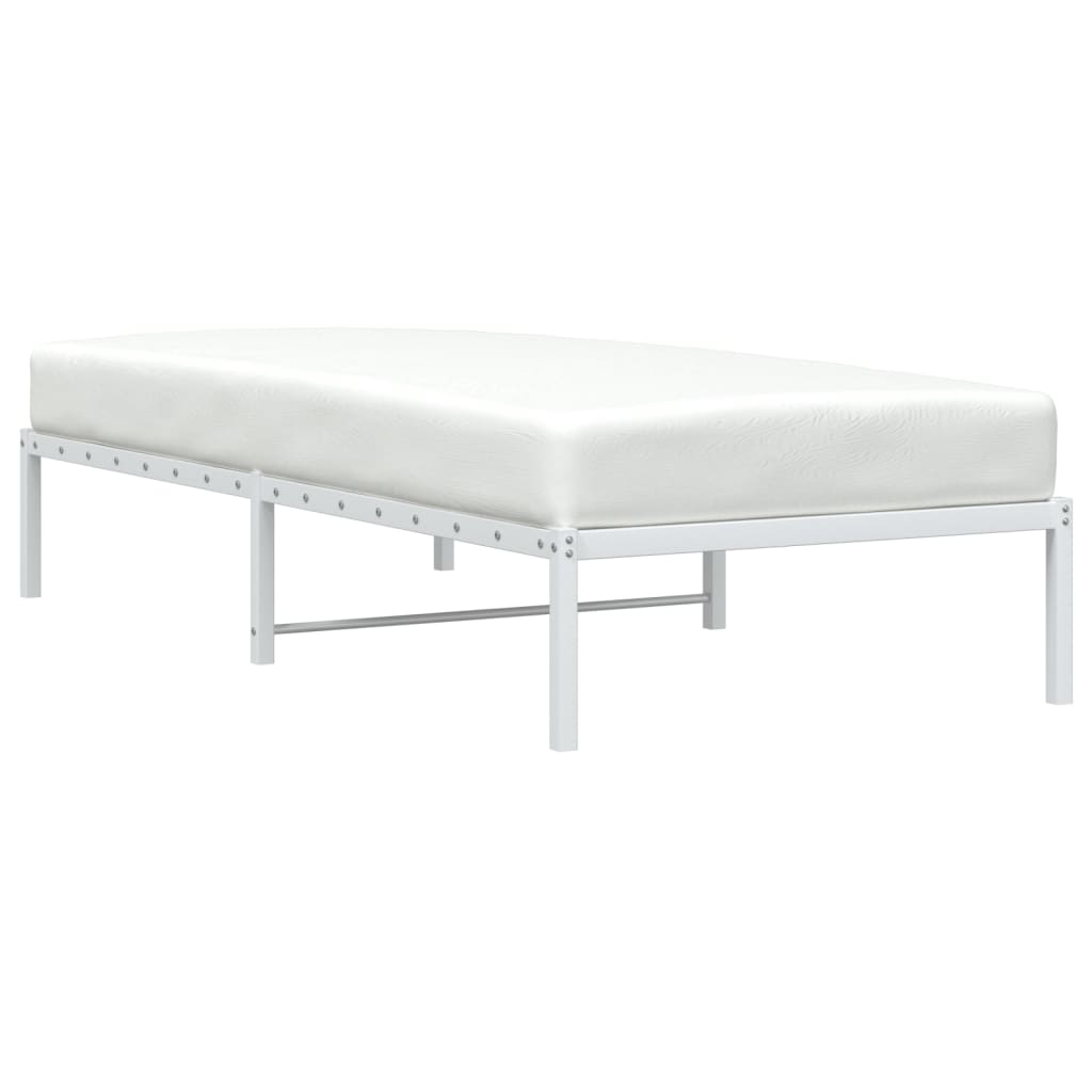 White Metal Bed Frame 90x200cm - Durable, Stylish & Modern Design