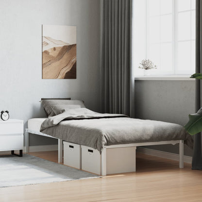 White Metal Bed Frame 100x200cm - Sturdy, Modern & Elegant Design